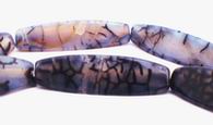 Long Sleek Web Agate Tri-Column Beads