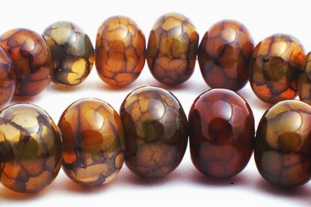 Polished Web Agate Chuncky Rondelle Beads - Red & Green
