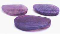 2 Large Wavy Oval Purple Web Agate Beads
