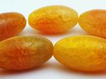 Unusual Sun-Yellow Fire Agate Barrel Beads - Large