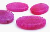 Three Reddish-Purple Oval Fire Agate Beads