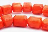 Large Orange Coral Faceted Nugget Beads