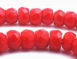 100 Faceted Rich Red Coral Rondell Beads - 6mm x 4mm