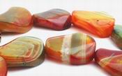 Unusual Wavy Oval Green & Yellow Agate Beads