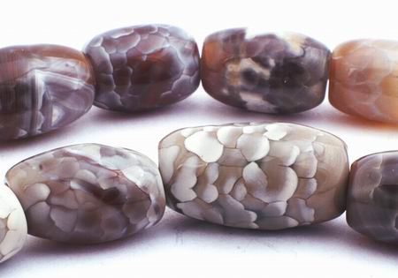 Agate Tortoise Shell Barrel Beads