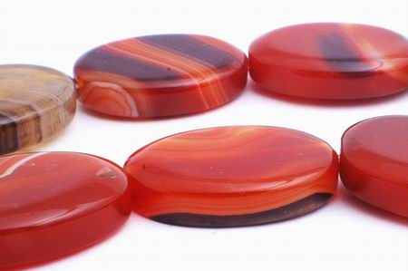 Red and Black Oval Brazilian Agate Beads