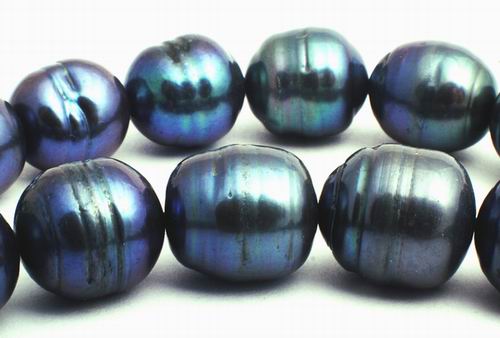 Colossal 10mm Silver Black Swirl Potato Pearls