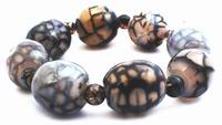Chunky Web Agate Barrel Bead Bracelet