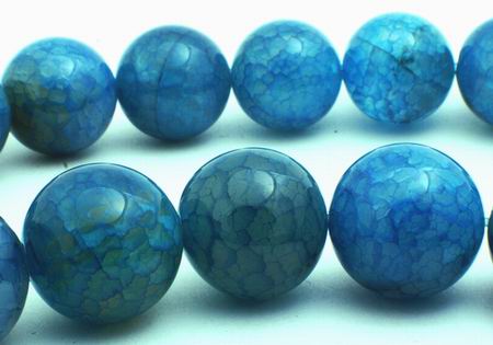 14mm Larimar Blue Fire Agate Beads