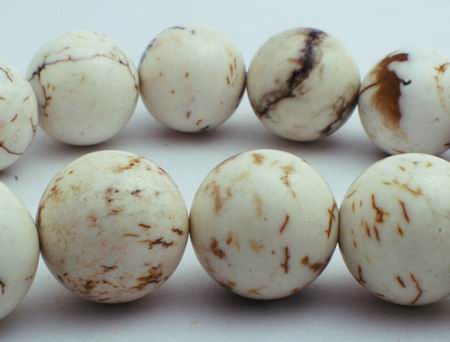 Huge 14 mm Bone White Turquoise Bead Strand