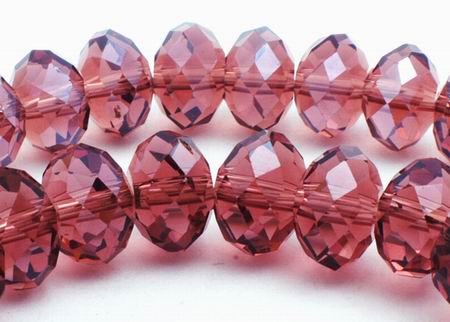 36 Sparkling FAC Burgandy Diamond Crystal Rondells