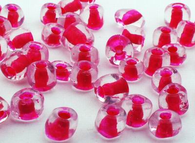 500 Pink & Clear Seed Beads - 4mm x 3mm