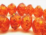 16 Faceted Amber Diamond Rondell Beads - Large