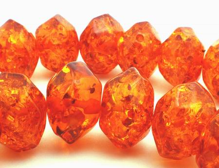 16 Faceted Amber Diamond Rondell Beads - Large