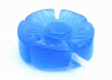 6 Carved Blue Chalcedony Flower Beads