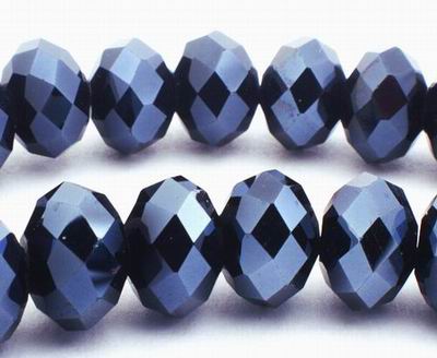 36 Sparkling FAC Devil Black Crystal Rondelle Beads