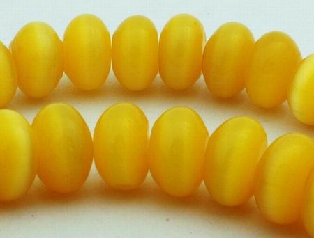 78 Striking Yellow Cat's Eye Rondelle Beads