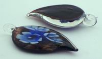 Elegant Blue & Gold Flower Glass Leaf Pendant