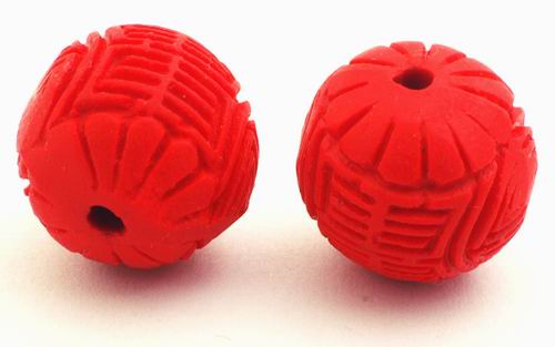 4 Large 14mm Fire Engine Red Cinnabar Beads