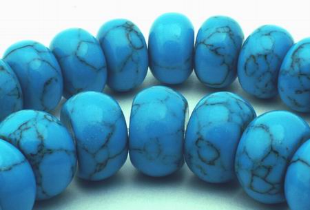 Large Royal Blue Turquoise Rondelle Beads - 14mm