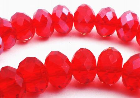 64 Faceted Fire Engine Red Crystal Rondelle Beads