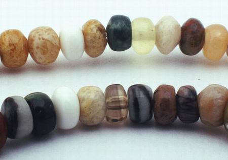 140 Mixed Agates & Jasper Rondell Beads