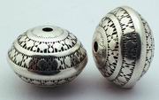 8 Large Silver Aztec Rondell Bead Spacers - 21mm