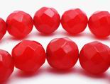 Enticing Scarlet Red Faceted Jade Beads - 10mm