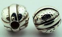 8 Large Silver Walnut Bead Spacers - 15mm