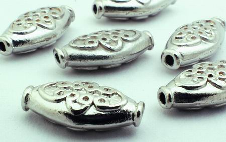 50 Silver Flat Almond Bead Spacers