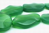 Large Shapely Green Agate Wavy Oval Beads