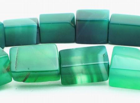 Gorgeous Forest Green Agate Cube Beads