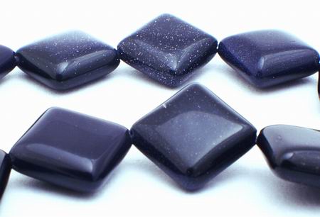 Shiny Sparking Bluestone Square Beads - side drilled