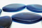 Large Shiny Navy Blue Agate Flat-Diamond Beads - Heavy!