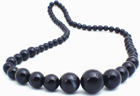 Graduated Devil Black Onyx Beads - 14mm to 6mm