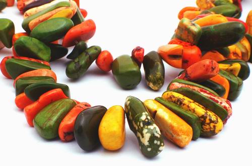 Colorful Red, Orange & Green Turquoise Fancy Drop Beads