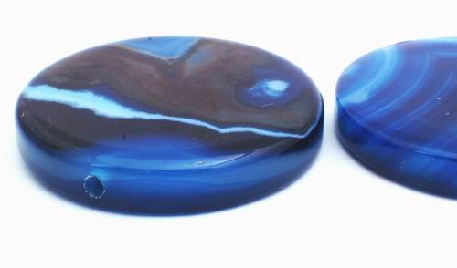 Huge Breathtakingly Luscious Shiny Deep-Blue Agate Button Bead