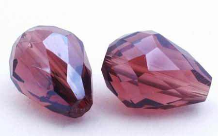 25  Faceted  Burgandy Crystal Teardrop Beads