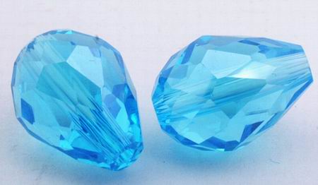 25 Aquamarine Sparkling Crystal Teardrop Beads