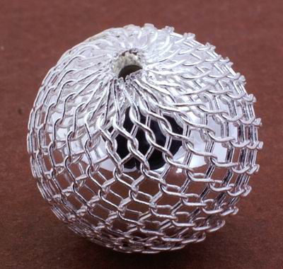 4 Large Mystical 17mm Silver Netted Ball Spacers