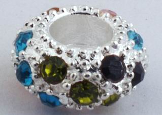 2 Magical Gem Ring Silver Rondell Troll Beads