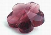 20 Deep Burgandy Faceted Crystal Flower Beads