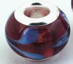 2 Burgandy & Blue Troll Beads - 14mm