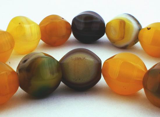 Large Yellow & Green Faceted Carnelian Lantern Beads