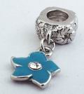 2 Blue Flower Troll Beads