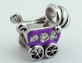 2 Silver & Purple Pram Troll Beads