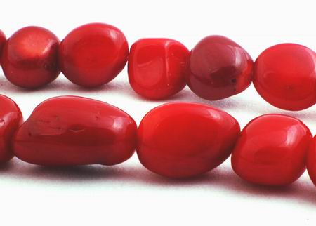 Sensuous Deep Red Coral Nugget Beads