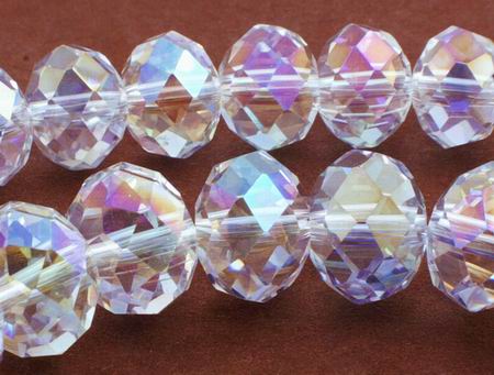 36 Pure FAC Sparkling AB Crystal Rondelle Beads - 10mm