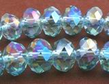 36 Aqua Green FAC Sparkling AB Crystal Rondell Beads