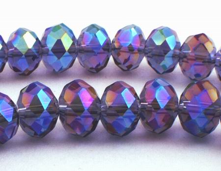 36 Violet Blue FAC Sparkling AB Crystal Rondelle Beads